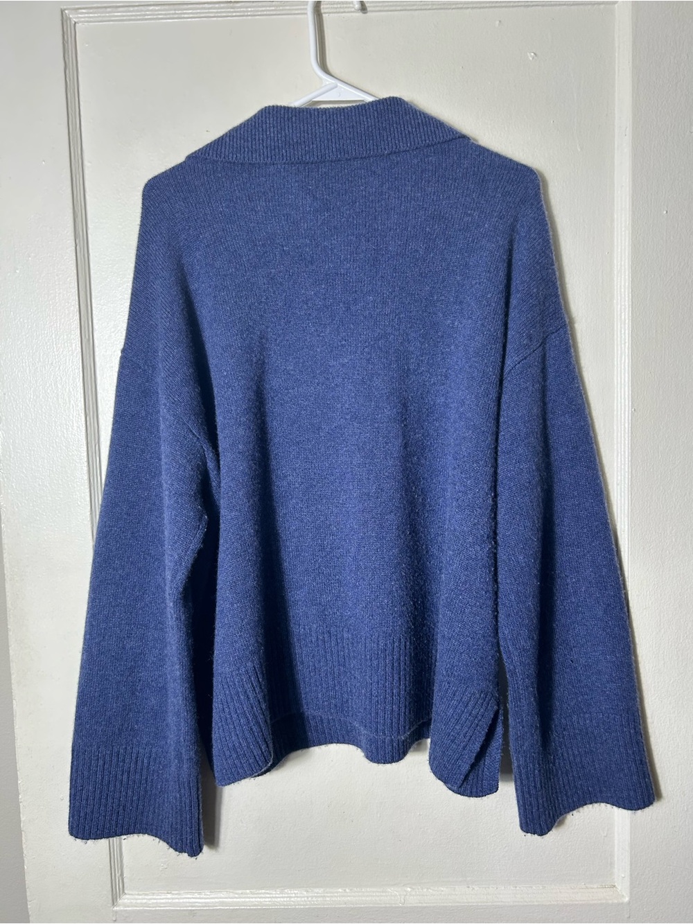 Reformation blue sawyer 100% cashmere collared sweater womens L rare - Picture 7 of 9